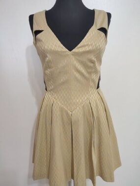 Yellow silver check cutout skater dress